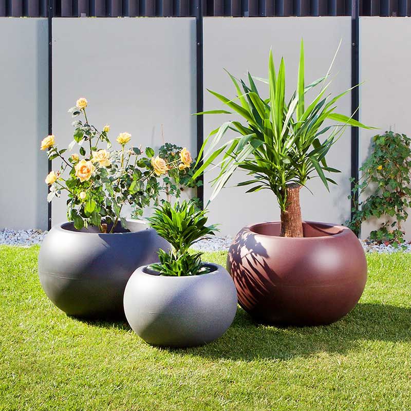 Roto cvjetna posuda Swing niska siva L