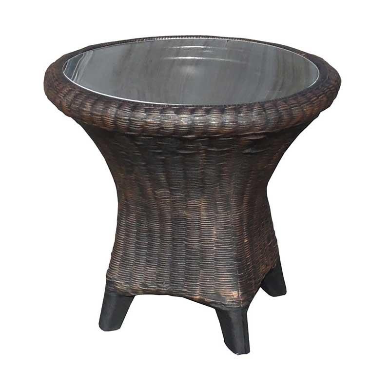 Roto visoki stol Ratan sa staklom - Bakrena imitacija drva