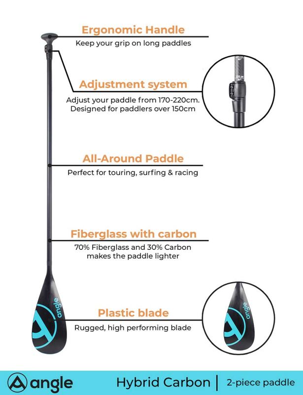 Angle veslo za sup HYBRID karbon 6 dvodjelno