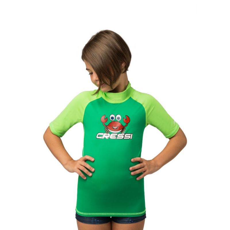 Cressi rash guard Crabby za djecu - kratki rukav 3-4 kivi