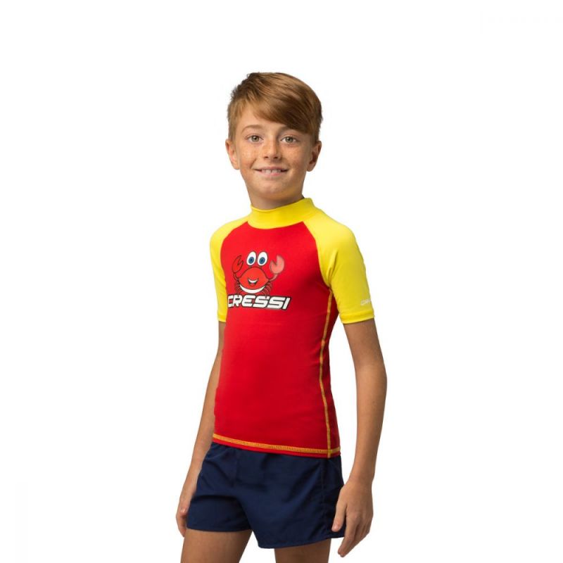 Cressi rash guard Crabby za djecu - kratki rukav 5-6 crvena