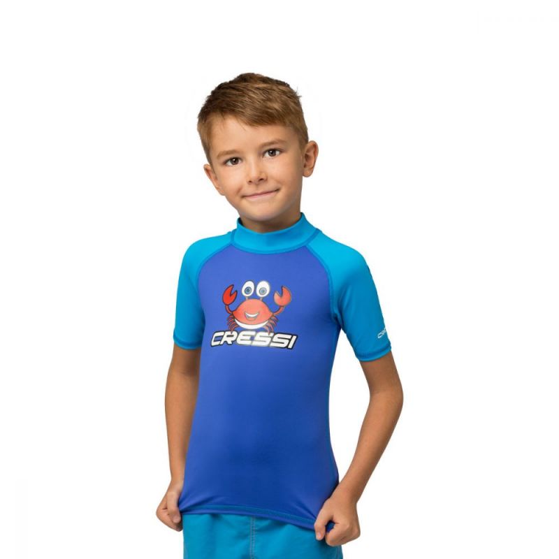 Cressi rash guard Crabby za djecu - kratki rukav 5-6 plava