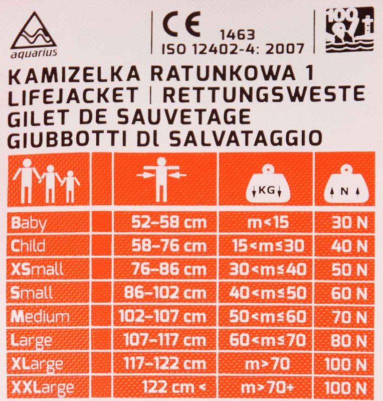 Prsluk za spašavanje Aquarius narančast S 60N